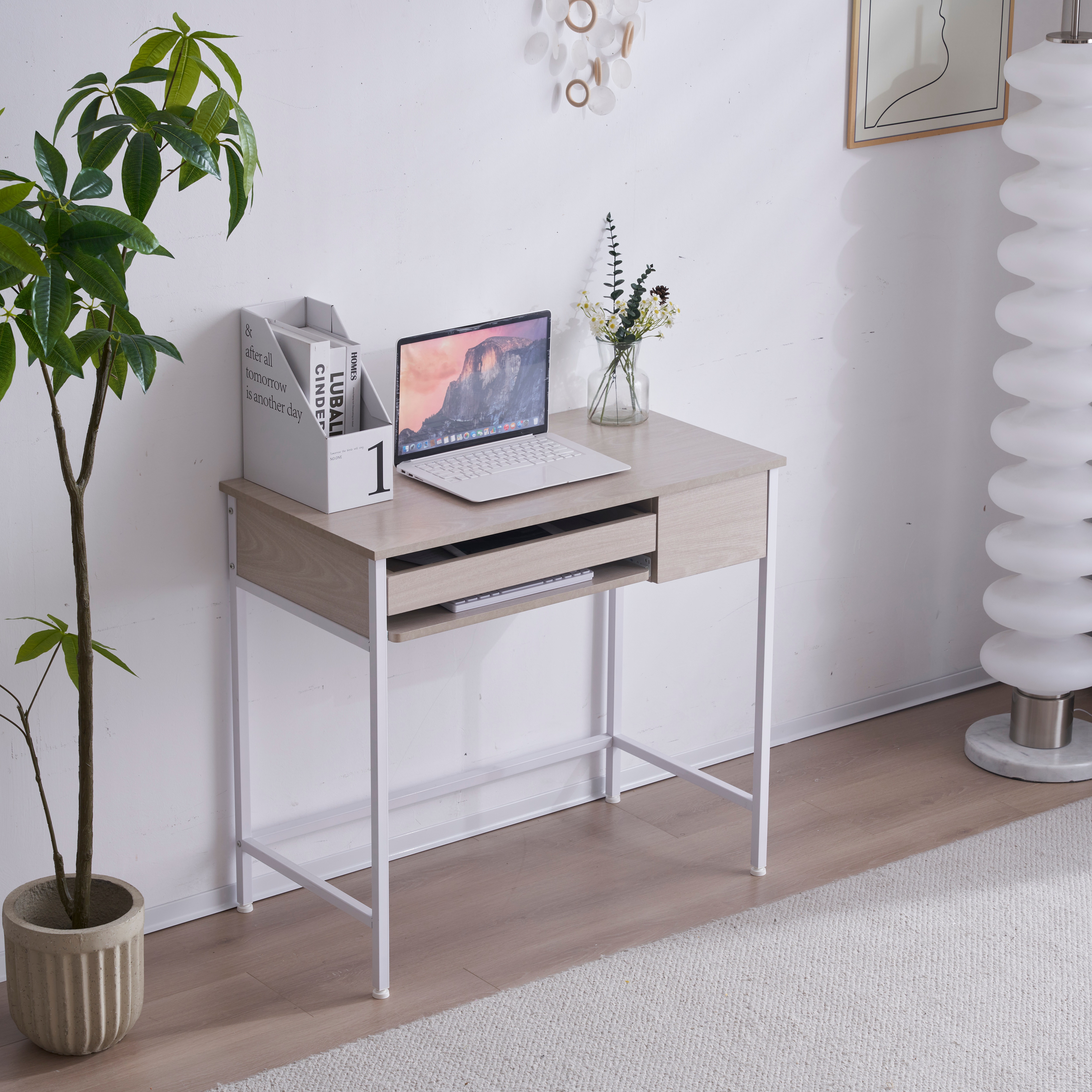 【国内出荷】【新品登場】【木目調ホワイト】パソコンデスク 引き出し付き 収納台 pcデスク 机 大理石柄 おしゃれ キーボード付 ミシン台 学習机 勉強机 新作 【国内出荷】【新品登場】【木目調ホワイト】パソコンデスク 引き出し付き 収納台 pcデスク 机 大理石柄 おしゃれ キーボード付 ミシン台 学習机 勉強机 新作