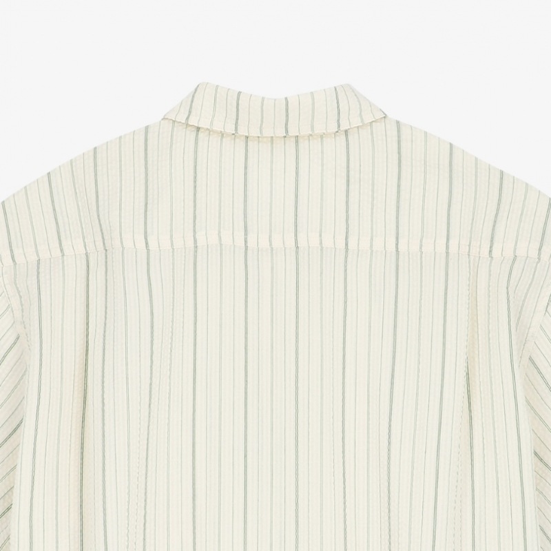 CITYBREEZE シーサッカーストライプショートスリーブシャツグリーン