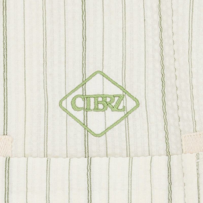 CITYBREEZE シーサッカーストライプショートスリーブシャツグリーン