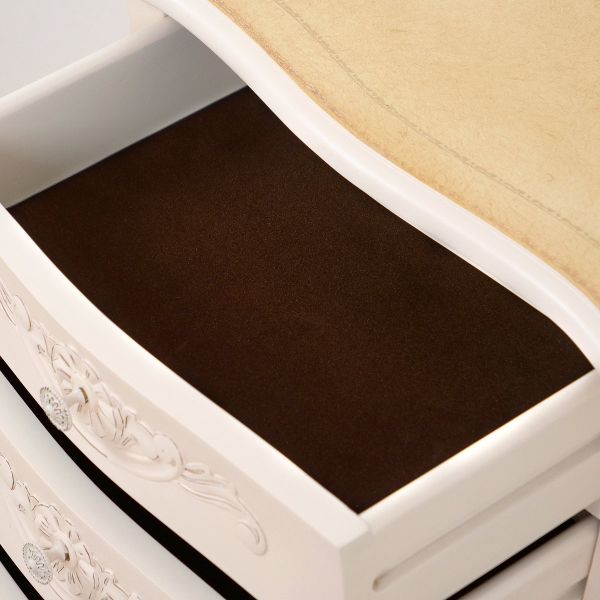 チェスト 4段 コモ キャビネット 手彫り ロココ調 猫脚 収納 家具 天然木 完成品 リビングボード サイドキャビネット 木製 引き出し ホワイト ブラウン