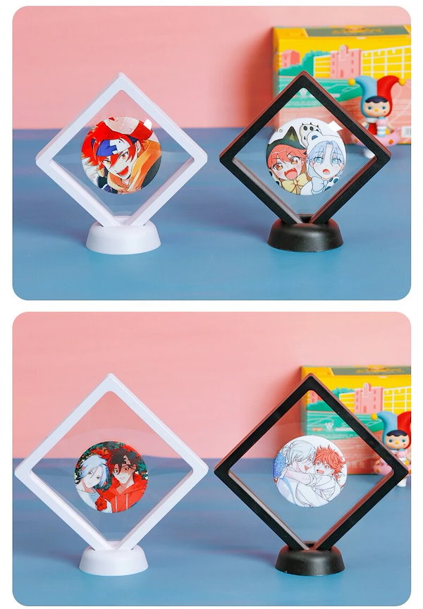 Qoo10] 缶バッジ 展示 収納 ラバーストラップ