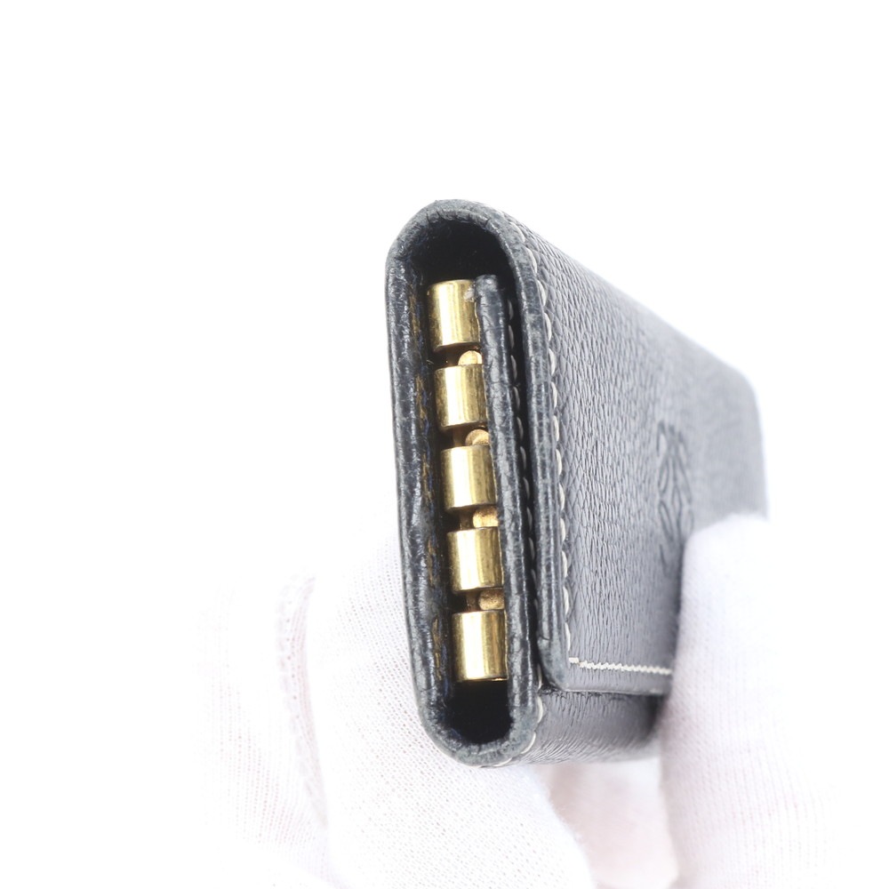 美品 アナグラム ゴールド 金具 レザー キーケース 4連 6連 キーリング 本革 ネイビー 紺 メンズ レディース EUM CP19-10 中古 美品 アナグラム ゴールド 金具 レザー キーケース 4連 6連 キーリング 本革 ネイビー 紺 メンズ レディース EUM CP19-10 中古