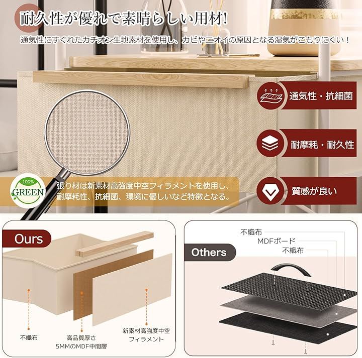 サイドテーブル 引き出し付き ナイトテーブル 低め ベッドサイドテーブル チェスト タンス 収納 収納棚付き 布製 ソファー リビング 寝室 コンパクト 軽量(ベージュ, Large) サイドテーブル 引き出し付き ナイトテーブル 低め ベッドサイドテーブル チェスト タンス 収納 収納棚付き 布製 ソファー リビング 寝室 コンパクト 軽量(ベージュ, Large)