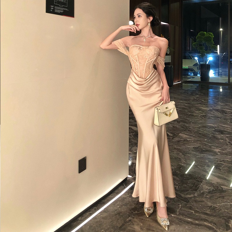 セクシーなフィッシュボーンブトップドレスレディース秋冬気質誕生日パーティーイブニングドレスヒップカバーロングスカート セクシーなフィッシュボーンブトップドレスレディース秋冬気質誕生日パーティーイブニングドレスヒップカバーロングスカート