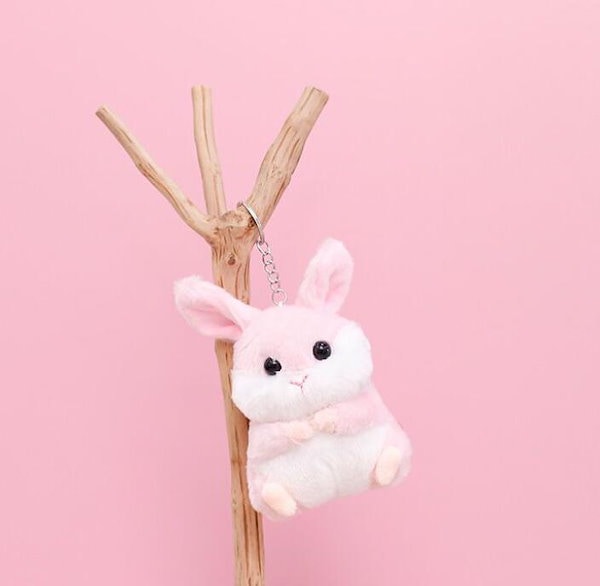 うさぎのぬいぐるみキーホルダー Qoo10] 激安セール 4個購入と運賃0円 手乗り