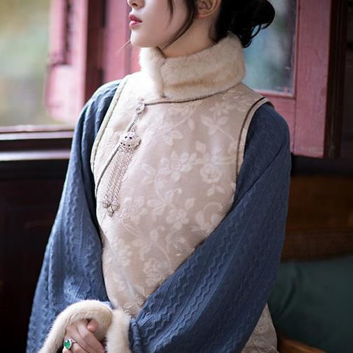 2025冬レトロフェイクツーピースキルティングウール衿逆大袖気質暖かいチャイナドレス改良版ワンピース 母の日 母の日-0008572 2025冬レトロフェイクツーピースキルティングウール衿逆大袖気質暖かいチャイナドレス改良版ワンピース 母の日 母の日-0008572