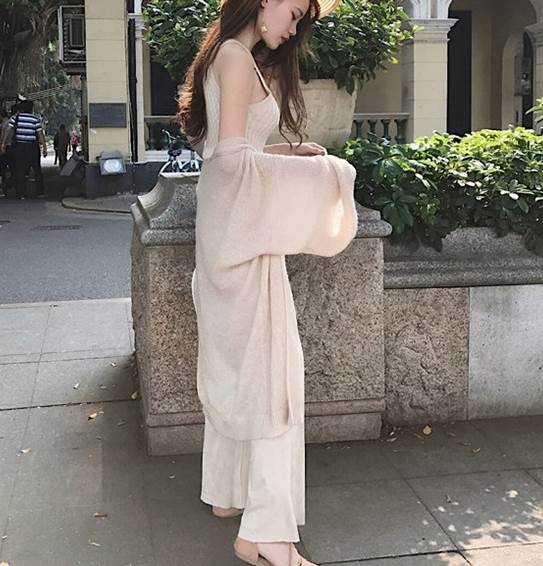 トップス カーディガン ロング丈 袖付き 長袖 ボリューム袖 襟