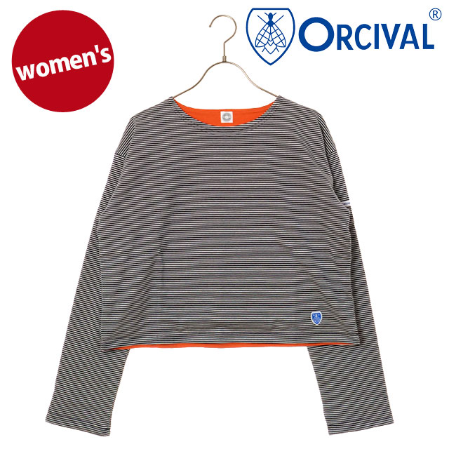 ボートネック ロングスリーブプルオーバー [OR-C0495-BXM] レディース トップス カットソー 長袖Tシャツ ボーダー NAVY-STRIPE/ORANGE 正規取扱店