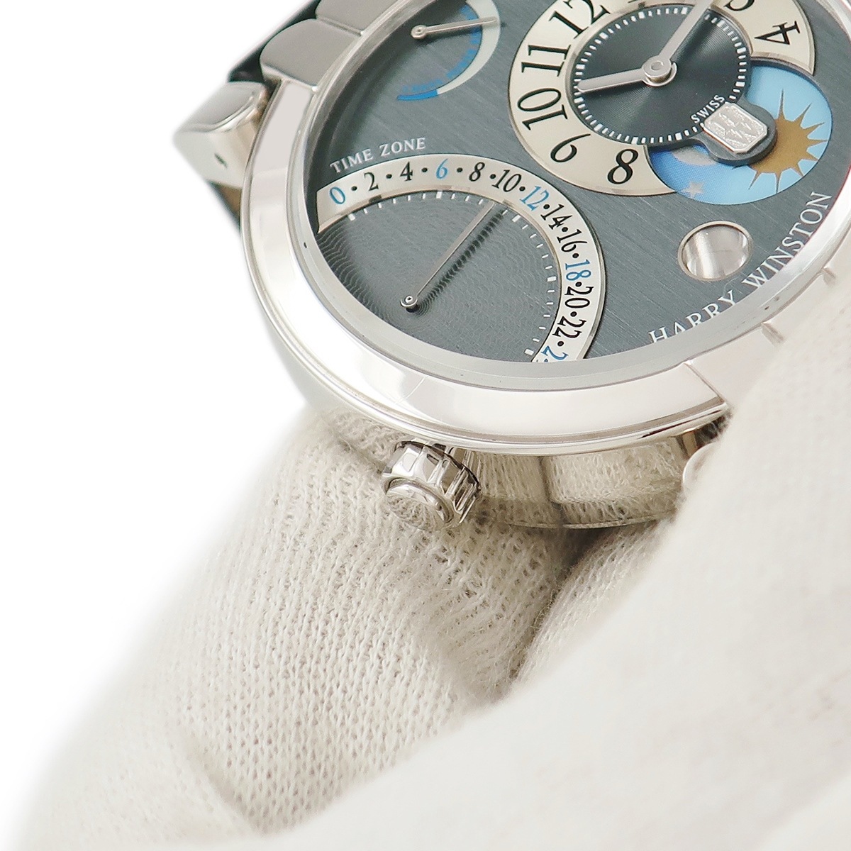 プルミエール エキセンター タイムゾーン 200/MMTZ39WL.A 手巻き メンズ K18WG無垢 グレー 3年保証 プルミエール エキセンター タイムゾーン 200/MMTZ39WL.A 手巻き メンズ K18WG無垢 グレー 3年保証