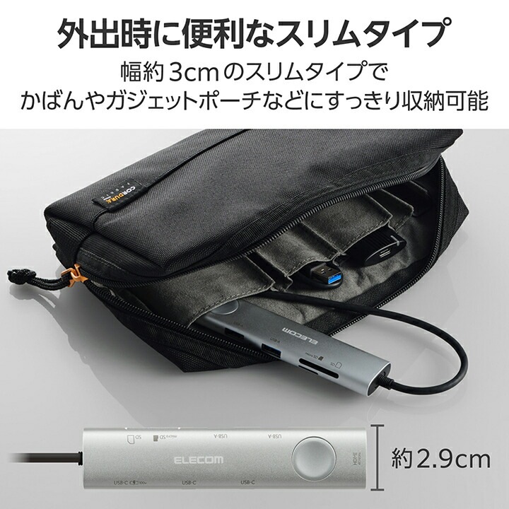 Type-C ドッキングステーション 画面 ON OFF SDカードスロット付き USB パワーデリバリー対応 USB-A×2 USB-C×3 HDMI(4K60Hz) SD+microSD type