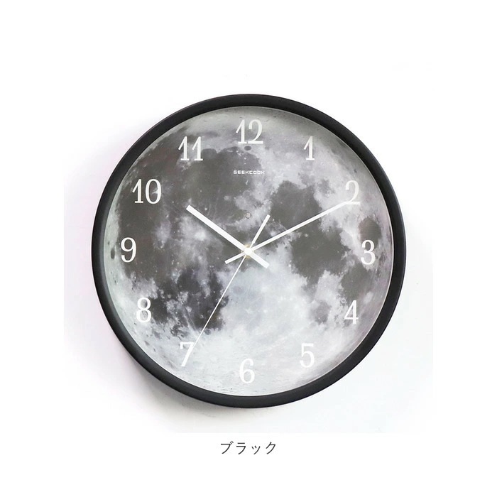 掛け時計 おしゃれ 通販 ウォールクロック 掛時計 壁掛け時計 アナログ 静か 静音 月 モチーフ 発光 月型 光る 音に反応 音声制御 LED ナイトライト シンプル リビング 寝室 インテリア小物