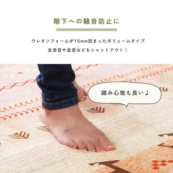 ラグマット/絨毯 長方形 ミックス 約200250cm 洗える ホットカーペット 床暖房対応 防音 ギャベ リビング