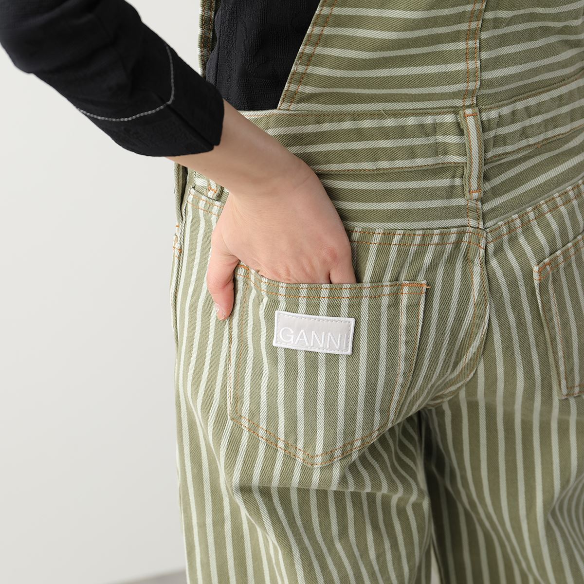 GANNI ガニー サロペット Stripe Denim Overalls J1106 6596 レディース ストライプ デニム オーバーオール オールインワン 359/Stripe-Loden-Gr