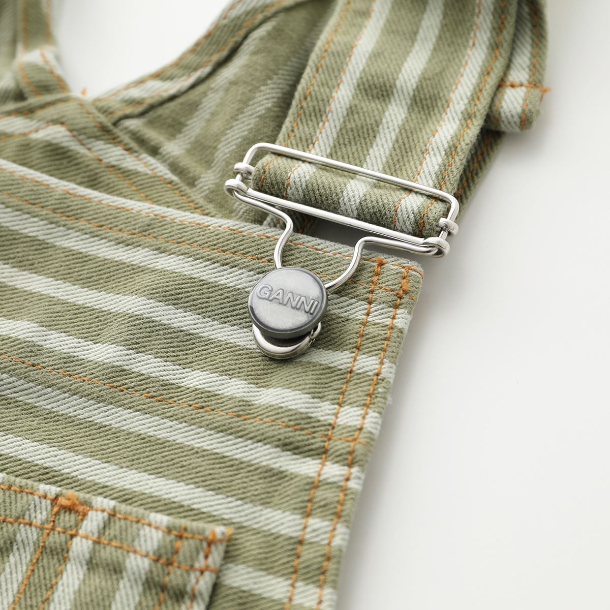 GANNI ガニー サロペット Stripe Denim Overalls J1106 6596 レディース ストライプ デニム オーバーオール オールインワン 359/Stripe-Loden-Gr