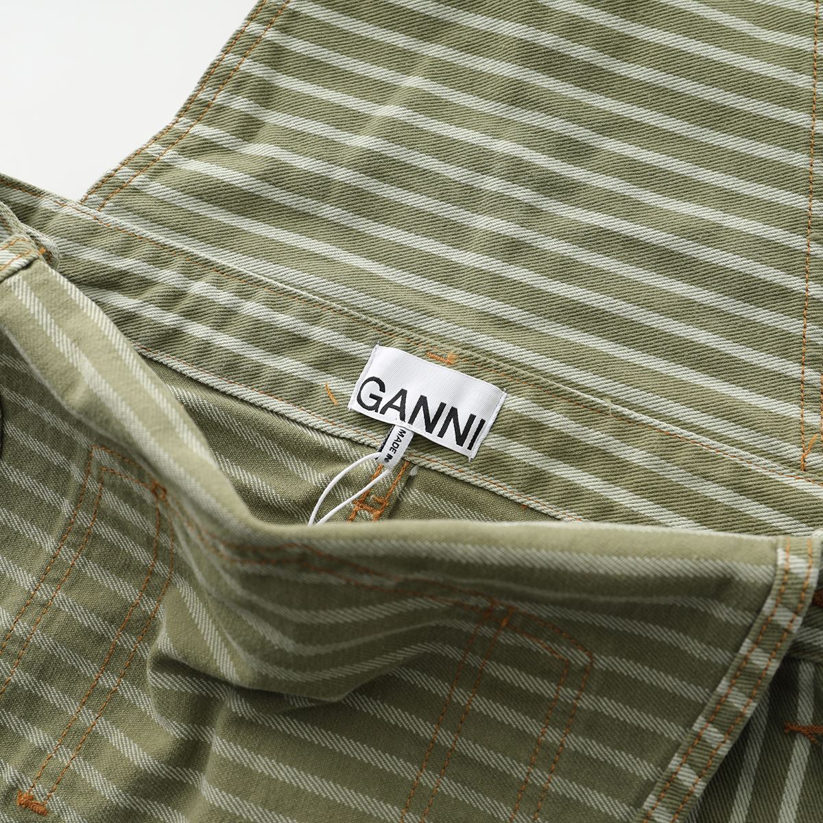 GANNI ガニー サロペット Stripe Denim Overalls J1106 6596 レディース ストライプ デニム オーバーオール オールインワン 359/Stripe-Loden-Gr
