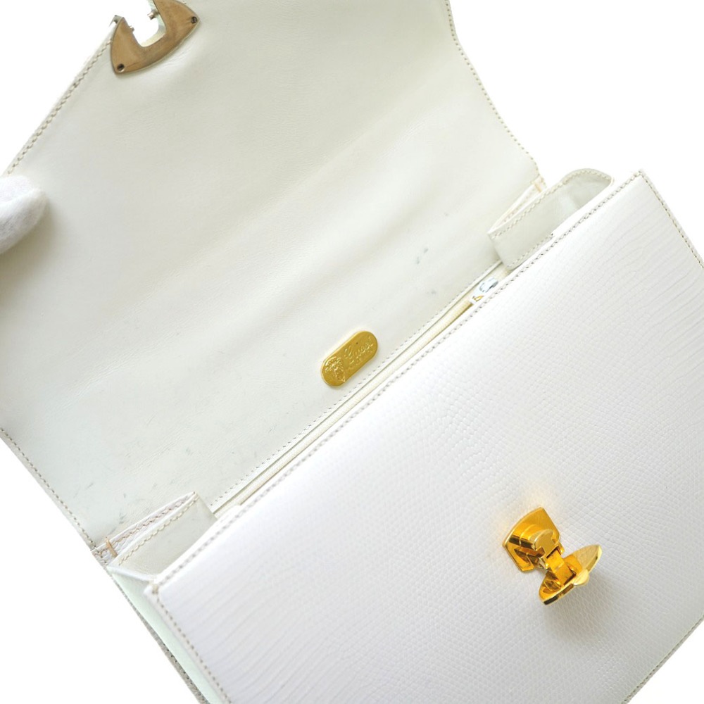 リザード ハンドバッグ ヴィンテージ 0004061467 ハンドバッグ リザード ホワイト 0103【中古】 レディース