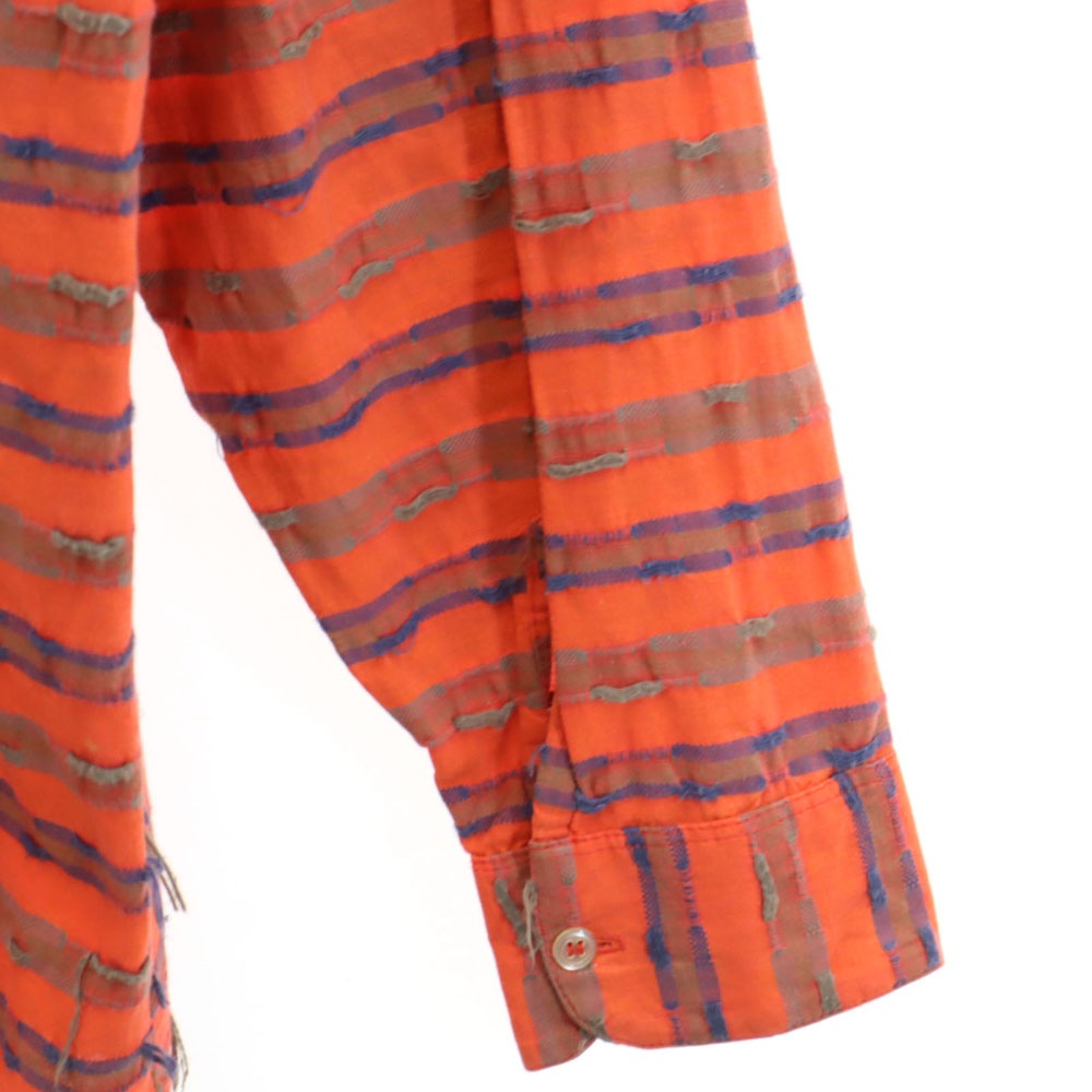 LONGUE DISTANCE 80s ヴィンテージ フランス製 総柄 長袖 シャツ オレンジ系 メンズ