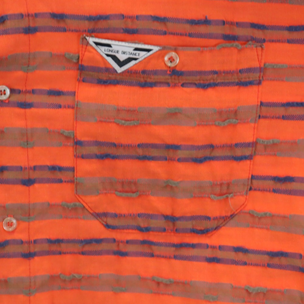 LONGUE DISTANCE 80s ヴィンテージ フランス製 総柄 長袖 シャツ オレンジ系 メンズ