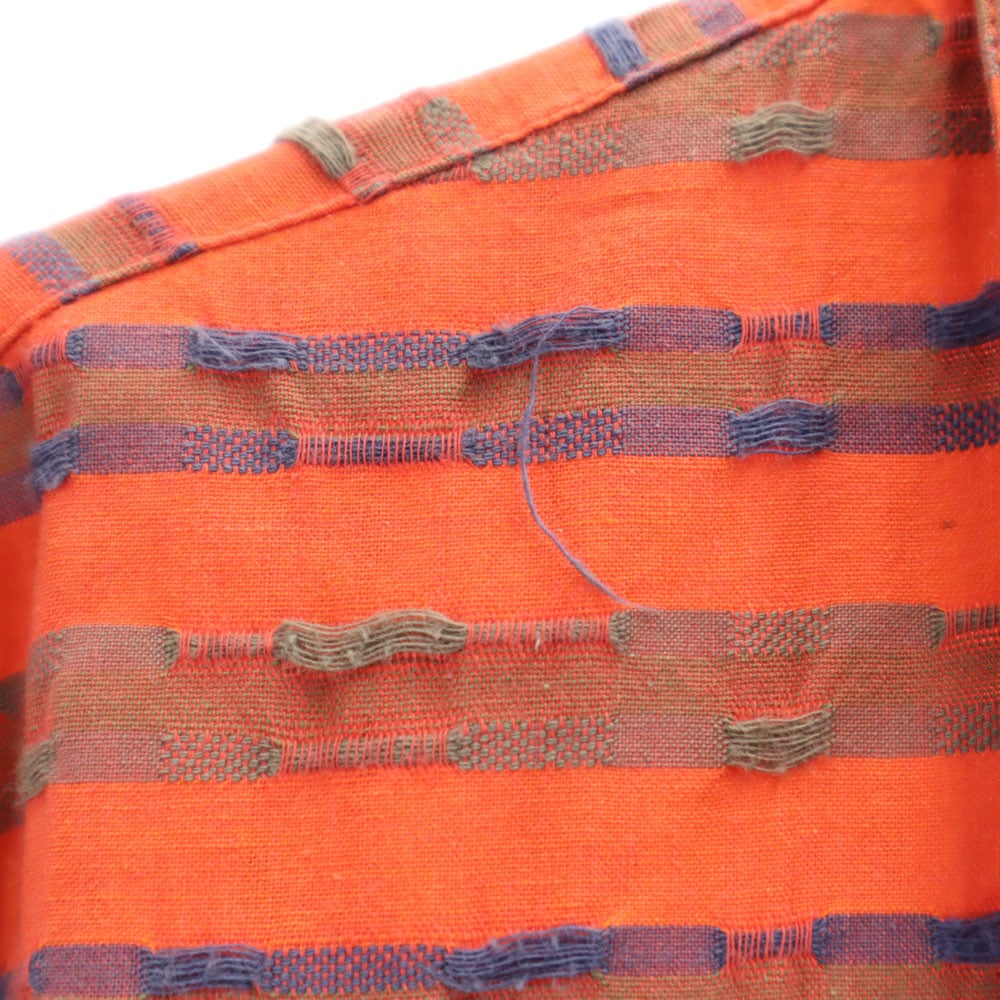 LONGUE DISTANCE 80s ヴィンテージ フランス製 総柄 長袖 シャツ オレンジ系 メンズ