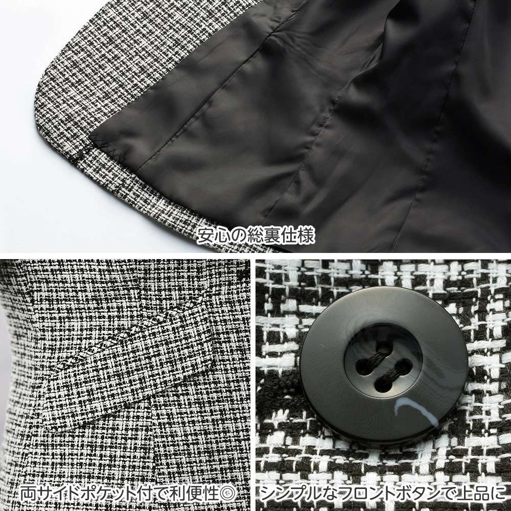 [最安値挑戦]！ツイードテーラードジャケットＭ～5Ｌ レディース 秋冬 コート ジャケット M-5L