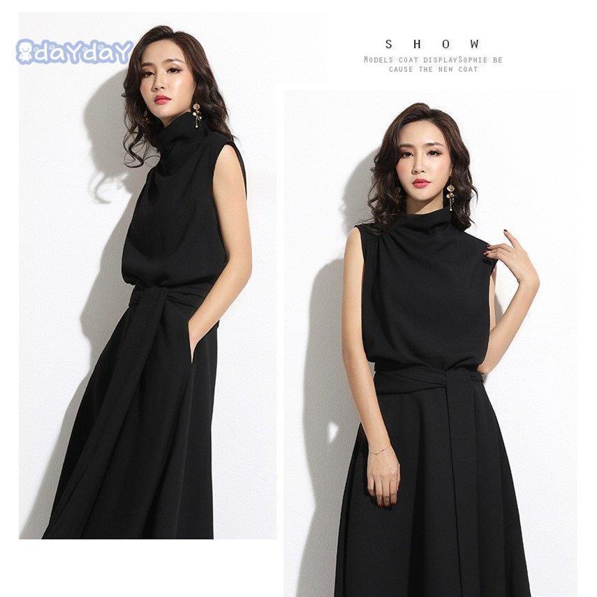 ロングワンピ ワンピース レディース ロング丈 マキシ丈 カジュアル風 着痩せ 無地 付き ハイネック ノースリーブ ロングワンピ ワンピース レディース ロング丈 マキシ丈 カジュアル風 着痩せ 無地 付き ハイネック ノースリーブ