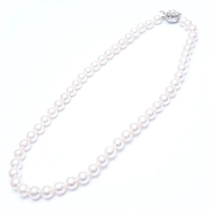 パール ネックレス あこや真珠7.5~8ミリ 43cm シルバー/75091【中古】 パール ネックレス あこや真珠7.5~8ミリ 43cm シルバー/75091【中古】