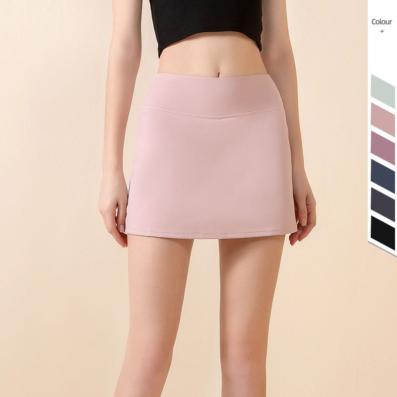 レディース 女性用 テニススカート 着痩せ お尻隠し 恥ずかし防止　露出防止 ヨガ　ヨガスカート スポーツ ショートスカート ランニング トレーニング 速乾 フィットネス スプリットスカート　上品 オ