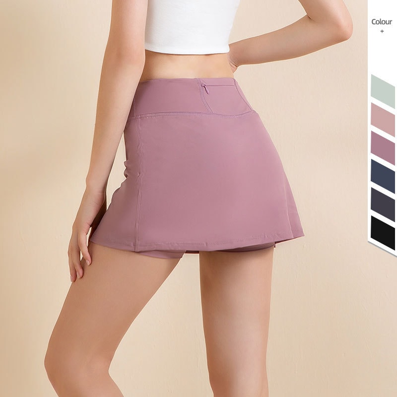 レディース 女性用 テニススカート 着痩せ お尻隠し 恥ずかし防止　露出防止 ヨガ　ヨガスカート スポーツ ショートスカート ランニング トレーニング 速乾 フィットネス スプリットスカート　上品 オ