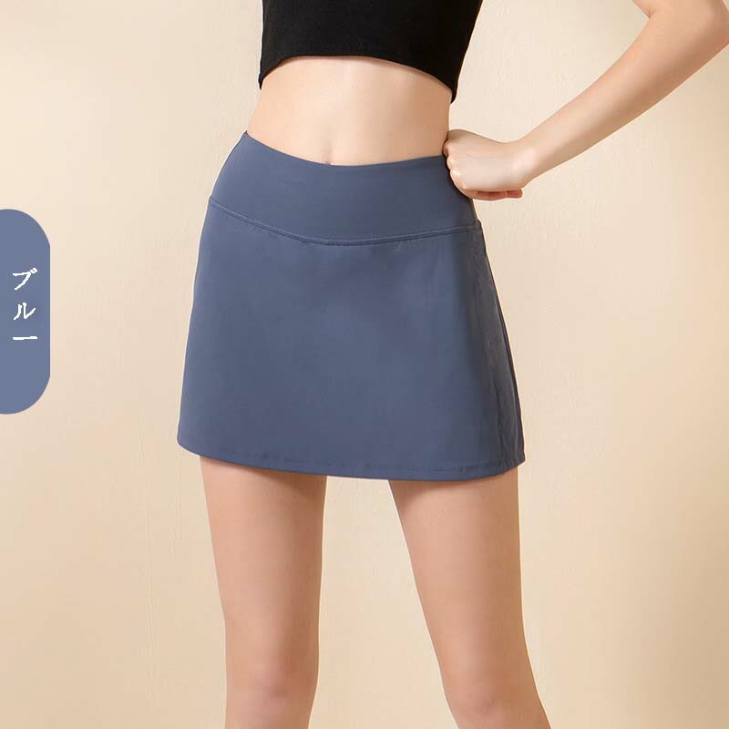 レディース 女性用 テニススカート 着痩せ お尻隠し 恥ずかし防止　露出防止 ヨガ　ヨガスカート スポーツ ショートスカート ランニング トレーニング 速乾 フィットネス スプリットスカート　上品 オ