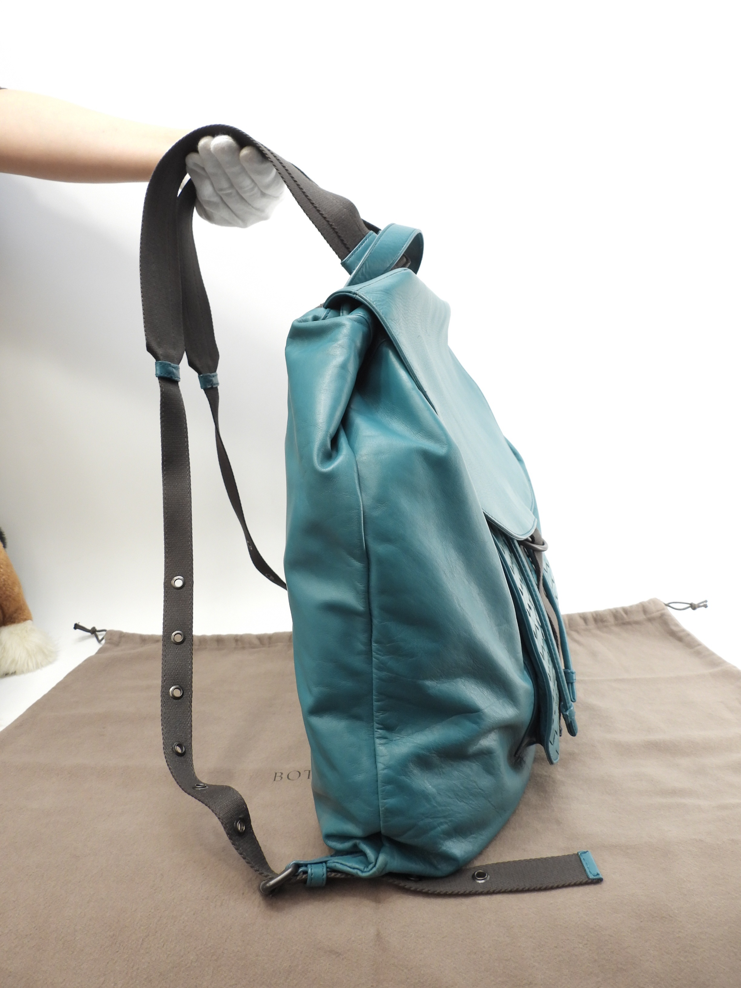 バックパック イントレチャート レザー緑 リュックサック バッグ 美品@B05228419H