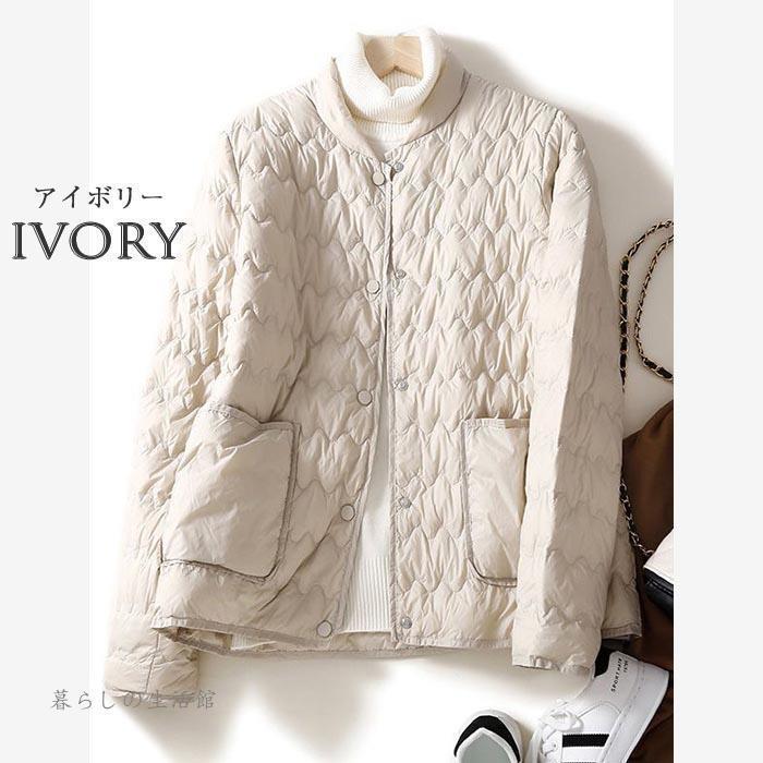 キルティング ジャケット レディース 中綿ジャケット アウター 上着 羽織り コート ショート ノーカラー 撥水 長袖 中綿 防寒 カジュアル アウトドア