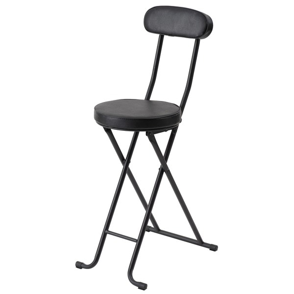[4個セット]ベースハイチェア（ブラック/黒） 折りたたみ椅子/カウンターチェア/合成皮革/スチール/イス/背もたれ付き/コンパクト/スリム/キッチン/完成品/業務用/NK-061