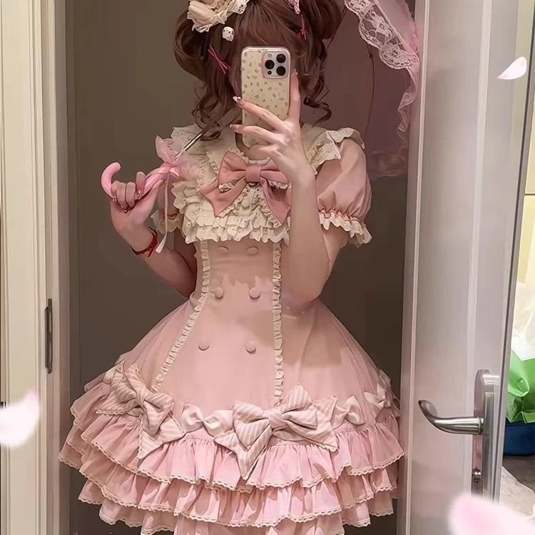 ロリータロリータケーキスカートかわいい甘美プリンセス半袖OPロリータ ロリータロリータケーキスカートかわいい甘美プリンセス半袖OPロリータ