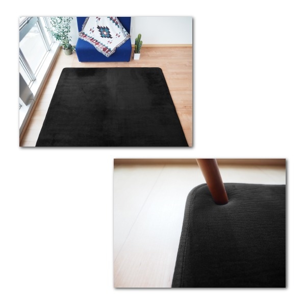 ラグマット 絨毯 約3畳 約185cm×230cm ブラック 極厚 ウレタン20mm 防滑加工 防音・防寒効果 フランネル POWDER TOUCH RUG 88clb10.org