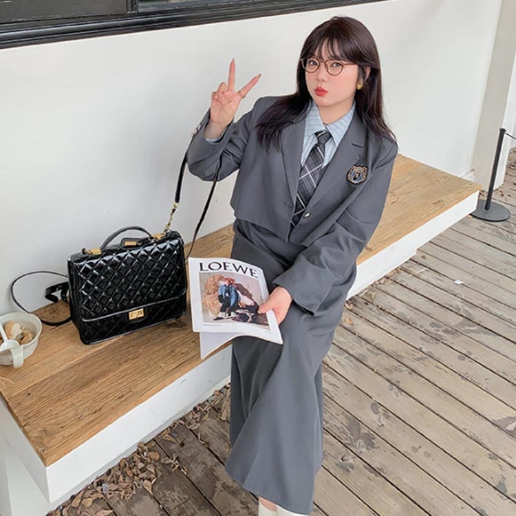 お买い得 中学生に高校生 ゆったり ブレザー 大人 なんちゃって制服 セット 卒業式 卒服 大きいサイズ フォーマル スーツ 卒業式 2点セット