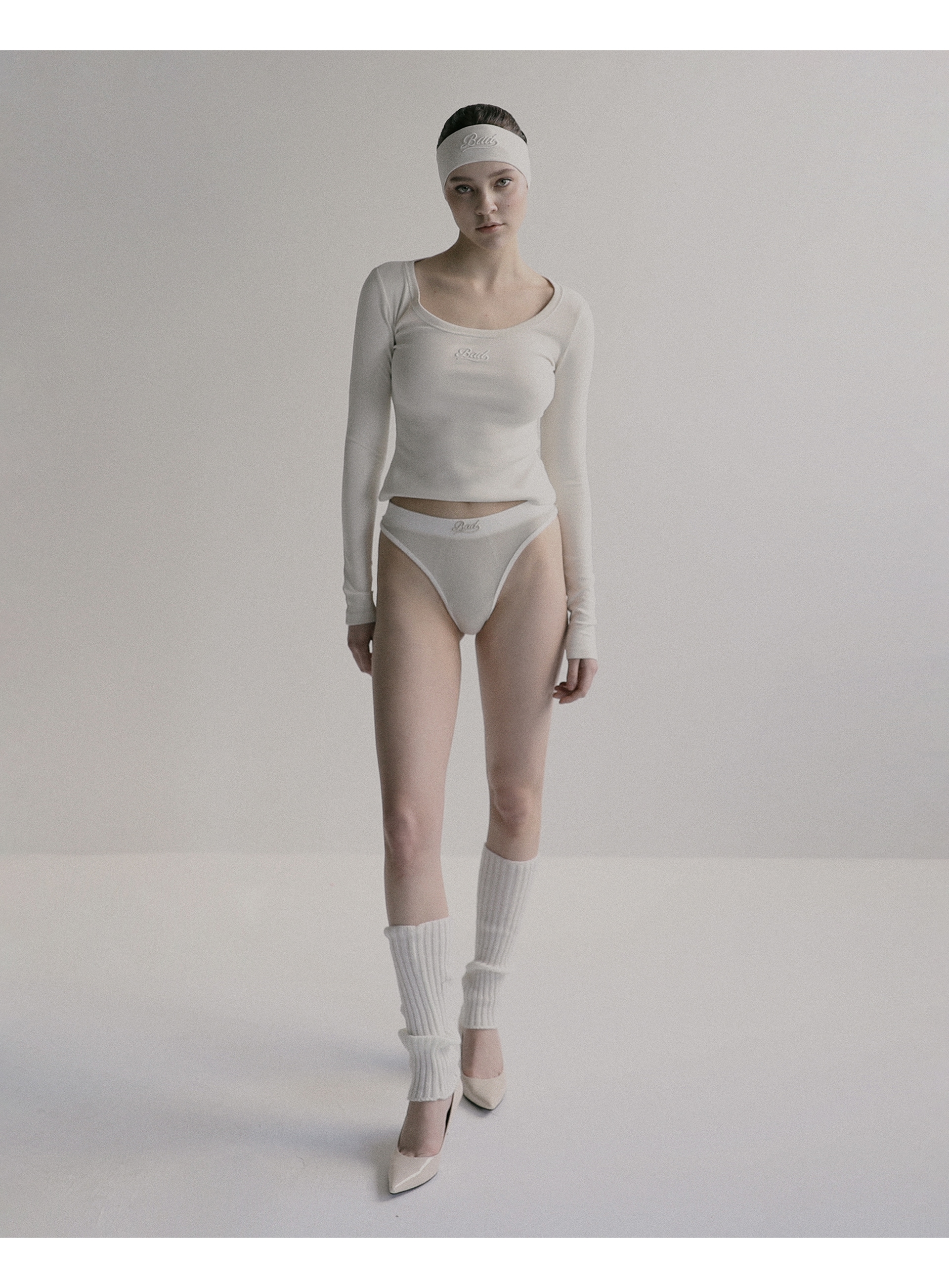 ★BADBLOOD★ Beyond Soft Scoop Neck Long Sleeve Cream w-tee2 BADBLOOD】 BEYOND SOFT SCOOP NECK LONG SLEEVE : CREAM T