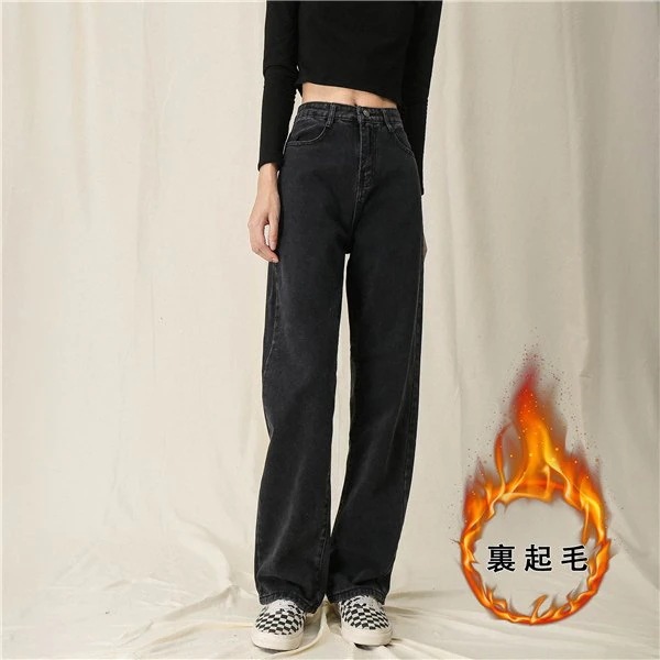 ジーンズ ズボン レディース デニム生地 裏起毛　裏ポア BF風 お洒落 レディース デニムパンツ レトロ 体型カバー オシャレ