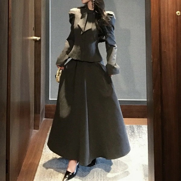 【急速出荷 2025年新作】セットアップ レディース きれいめ ペプラム 個性的 かわいい 七五三 ママ 母親 同窓会 成人式 二次会 卒業式 ロングスカート セレモニー ガーリー ハイウエスト ツー