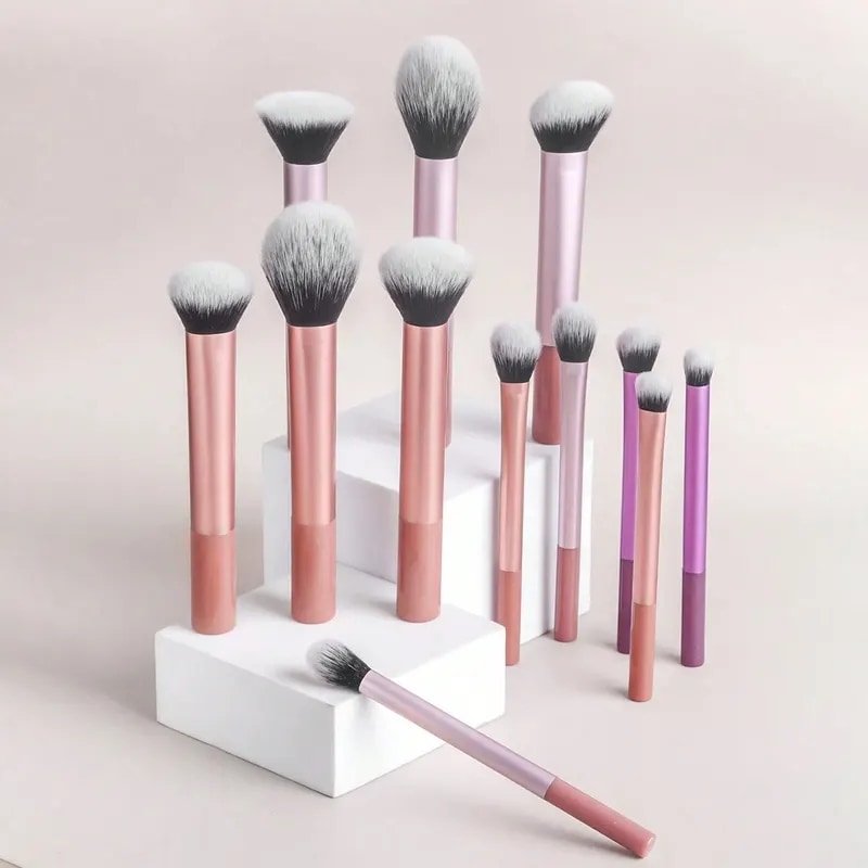 プロのメイクアップブラシセット,完全な多機能,ソフトヘアー,パウダー,ミキシング,輪郭,2, 12個