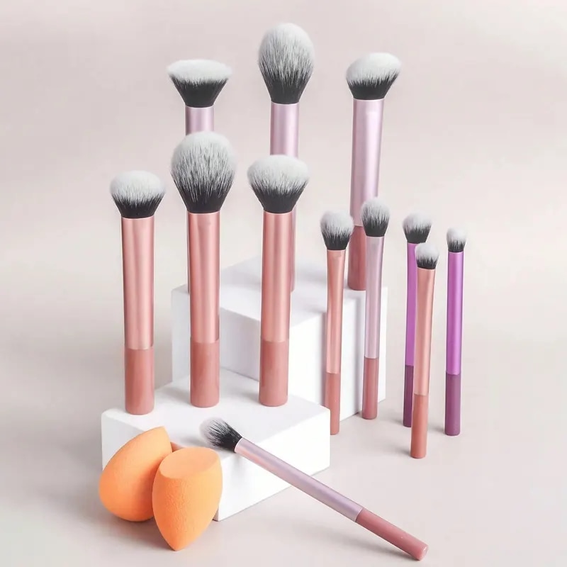 プロのメイクアップブラシセット,完全な多機能,ソフトヘアー,パウダー,ミキシング,輪郭,2, 12個