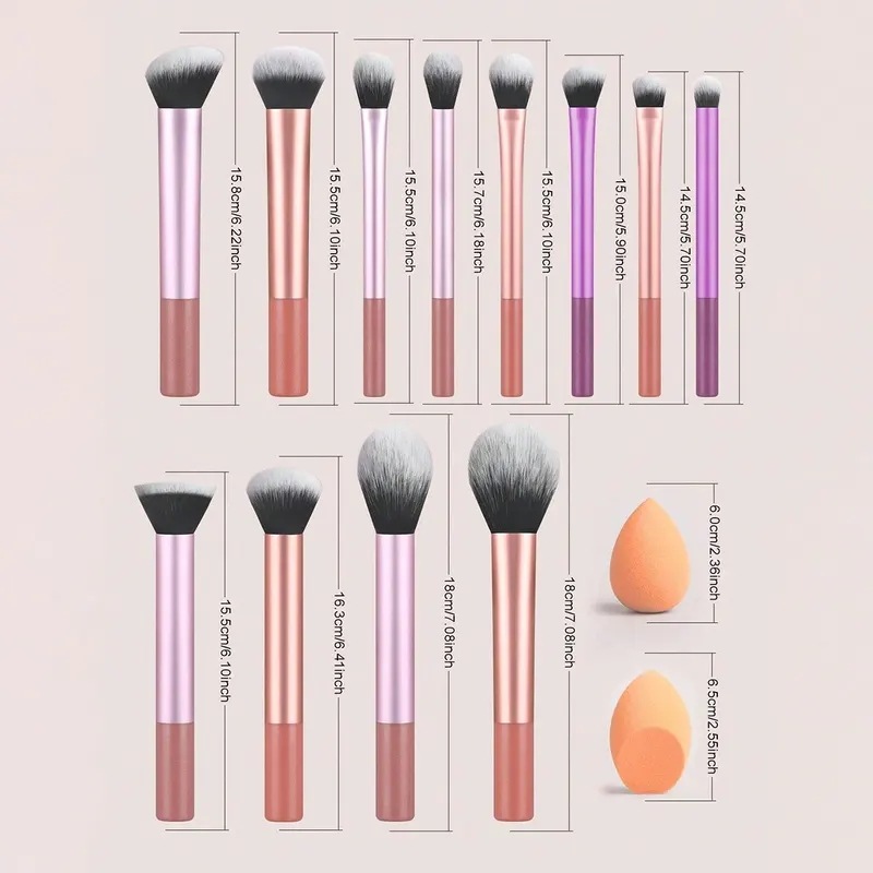 プロのメイクアップブラシセット,完全な多機能,ソフトヘアー,パウダー,ミキシング,輪郭,2, 12個