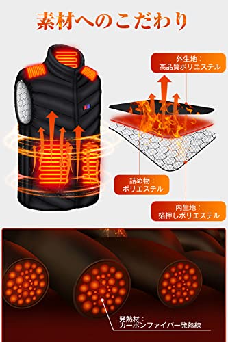 サイズ：S 電熱ベスト 30000mAhモバイルバッテリ付き 超長連続使用時間 防寒 速温 加熱式ベ