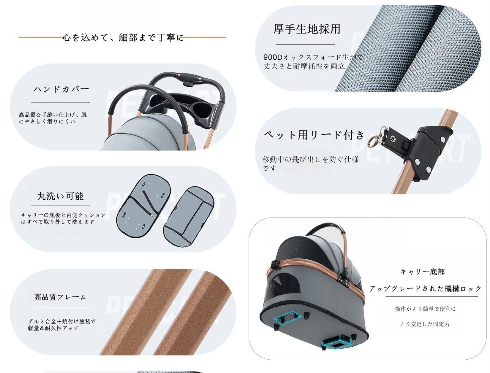 分離型ペットカート 軽量アルミ合金 900D厚手生地 ワンタッチ折りたたみ式 ブレーキ付き 前輪360回転 衝撃吸収 食事トレイ付き キャリーバッグ 大容量 耐荷重20KG以内 犬猫兼用 通気 散歩