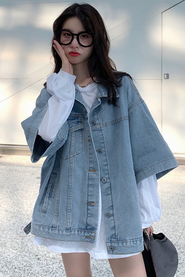 BADEE★韓国★新作★人気★llic Denim Jacket 2色 /追跡あり TYPE 2 / WASHED DENIM JACKET (SIZE: S M L ONLY) UNDER PEACE