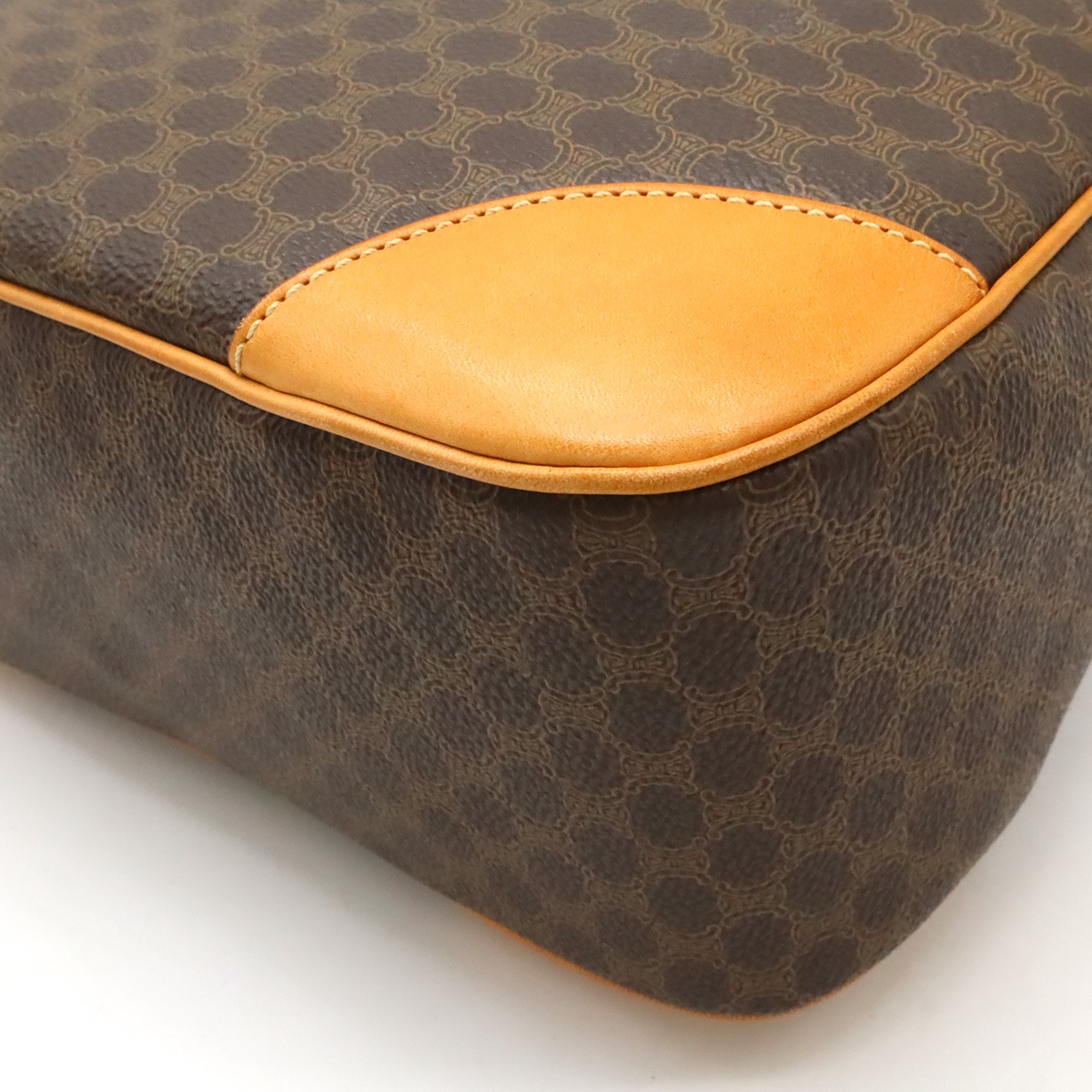 マカダム柄 ショルダーバッグ ワンショルダー セミショルダー 肩掛け PVC レザー ダークブラウン 茶 ブラウ マカダム柄 ショルダーバッグ ワンショルダー セミショルダー 肩掛け PVC レザー ダークブラウン 茶 ブラウ