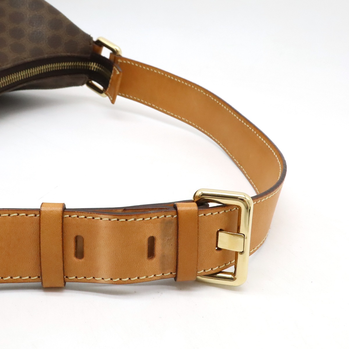 マカダム柄 ショルダーバッグ ワンショルダー セミショルダー 肩掛け PVC レザー ダークブラウン 茶 ブラウ マカダム柄 ショルダーバッグ ワンショルダー セミショルダー 肩掛け PVC レザー ダークブラウン 茶 ブラウ