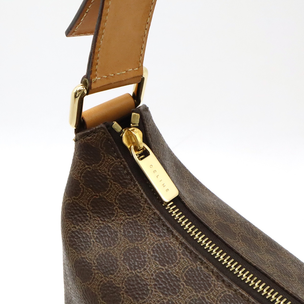 マカダム柄 ショルダーバッグ ワンショルダー セミショルダー 肩掛け PVC レザー ダークブラウン 茶 ブラウ マカダム柄 ショルダーバッグ ワンショルダー セミショルダー 肩掛け PVC レザー ダークブラウン 茶 ブラウ