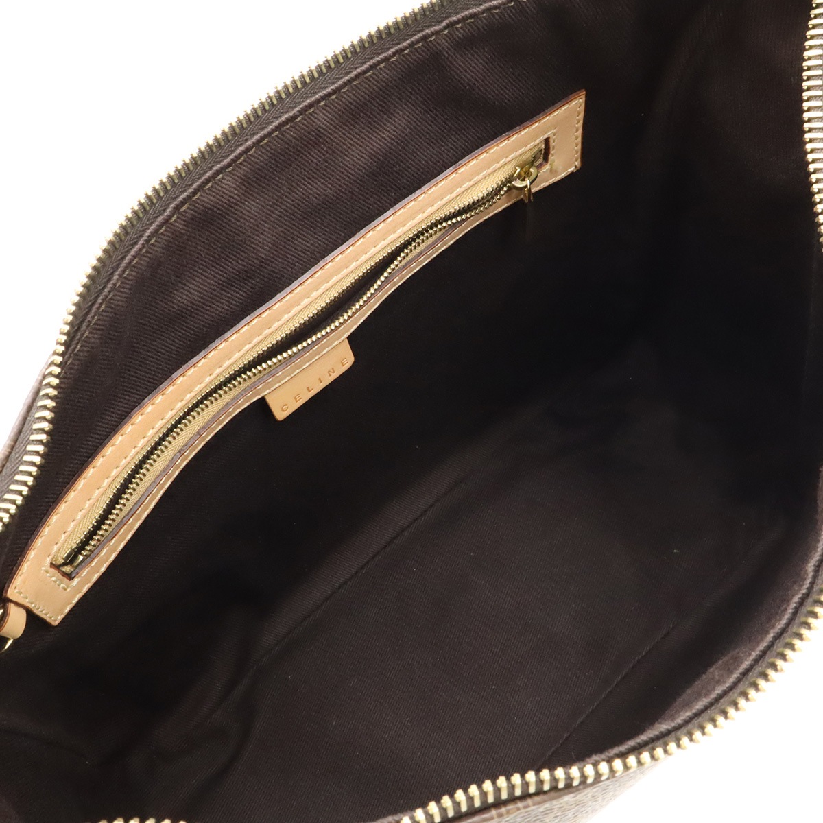 マカダム柄 ショルダーバッグ ワンショルダー セミショルダー 肩掛け PVC レザー ダークブラウン 茶 ブラウ マカダム柄 ショルダーバッグ ワンショルダー セミショルダー 肩掛け PVC レザー ダークブラウン 茶 ブラウ