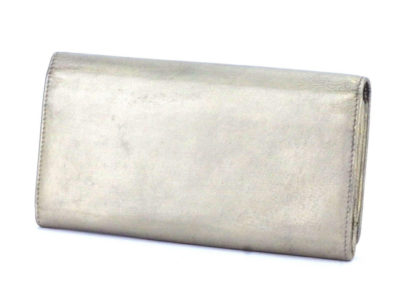 長財布 ファスナー付き 財布 クラシックマネー ザマネー ゴールド グレー 灰色 中古