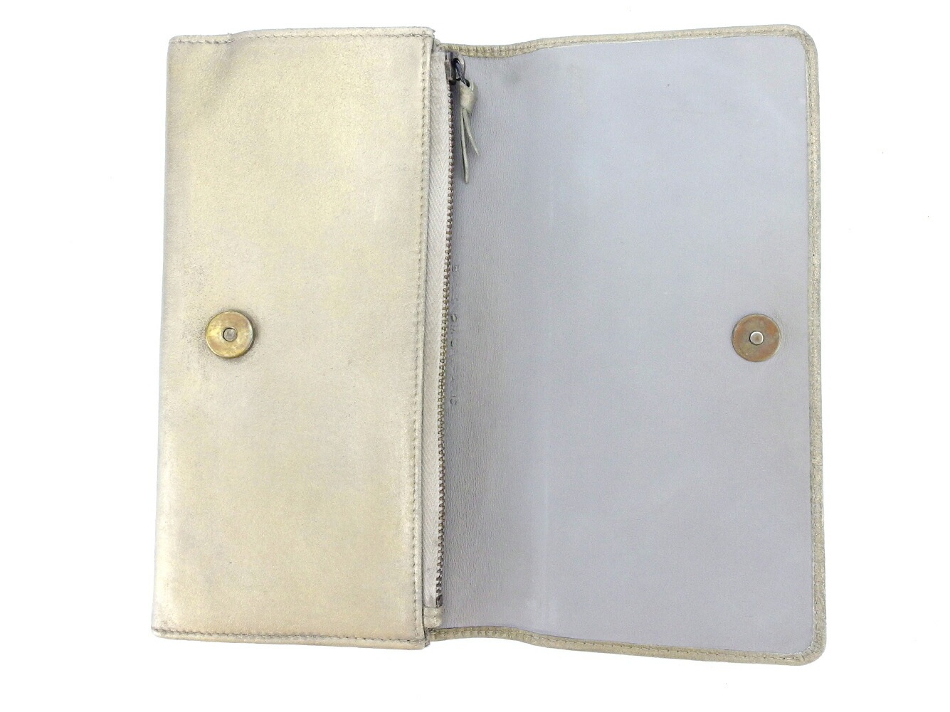 長財布 ファスナー付き 財布 クラシックマネー ザマネー ゴールド グレー 灰色 中古